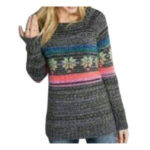 American Eagle Fair Isle Jegging Sweater XS Snowflake Pattern Rainbow Multicolor